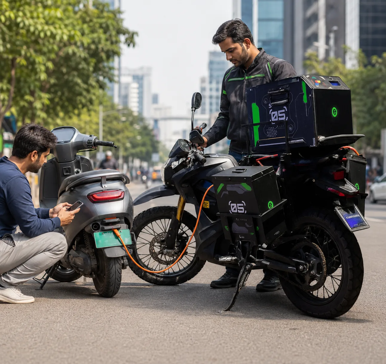 Smart 5 mobile EV charger charging an electric scooter