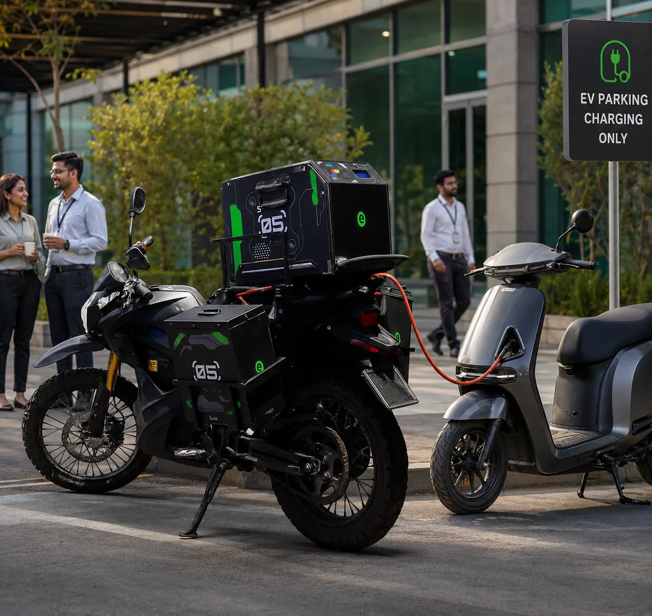 Mobec Smart 5 providing roadside charging for an electric scooter