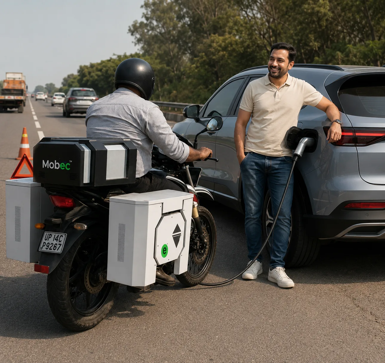 Mobile EV charger for electric cars and scooters by Mobec